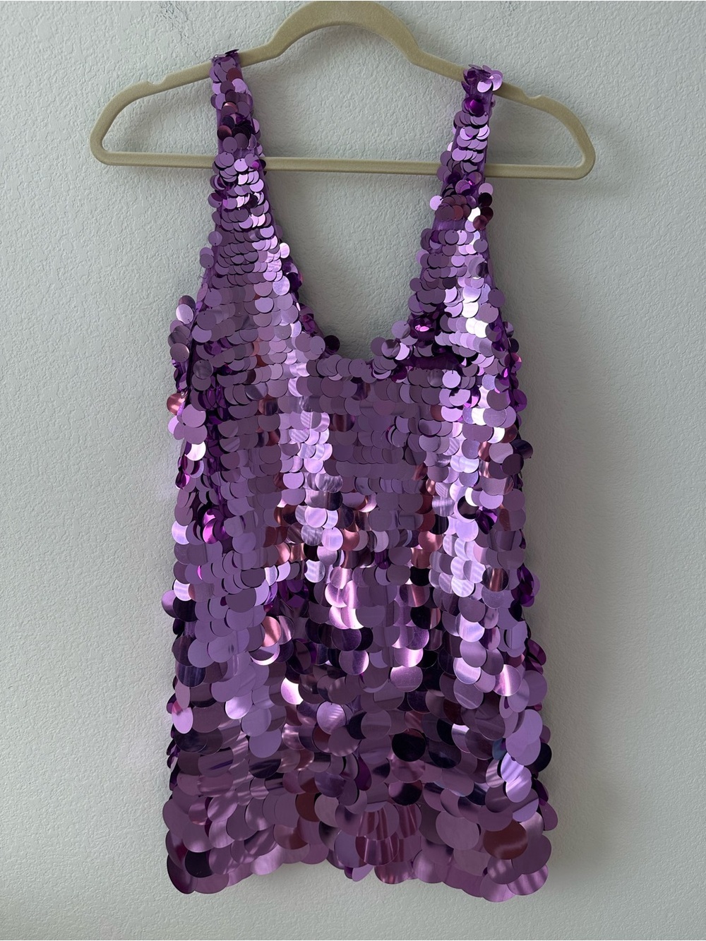 L'AGENCE Andie Mini Purple Paillette Dress SZ XS NWT - Picture 2 of 6